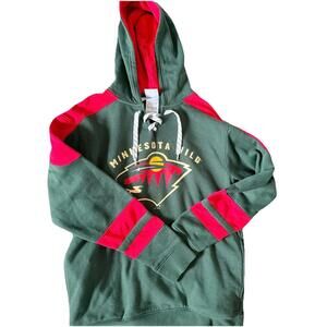 Minnesota Wild Hockey Medium M Lace-Up Hoodie Pullover Hooded Sweatshirt NHL
